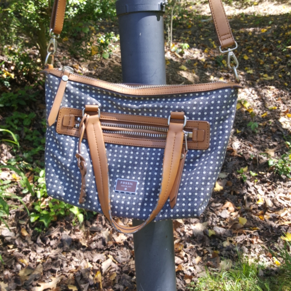 Denim & tan purse